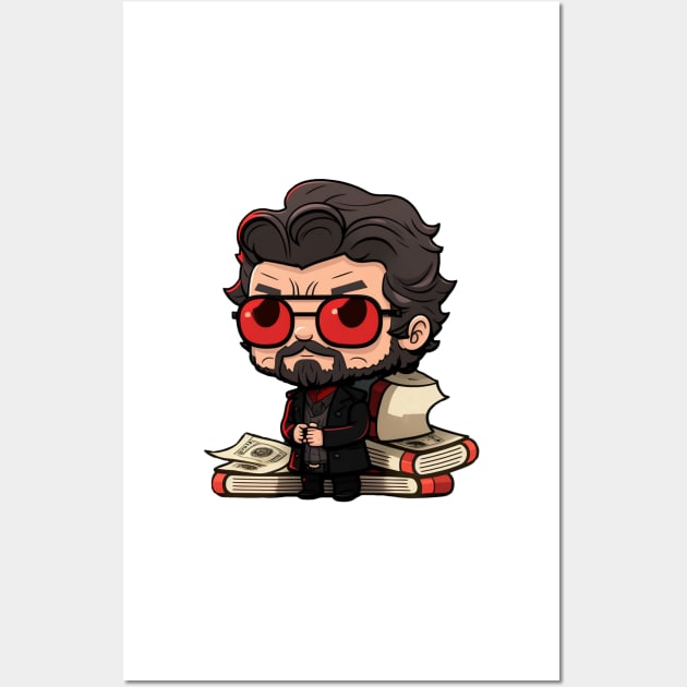 El Professor Money Heist Chibi Wall Art by JigglePeek